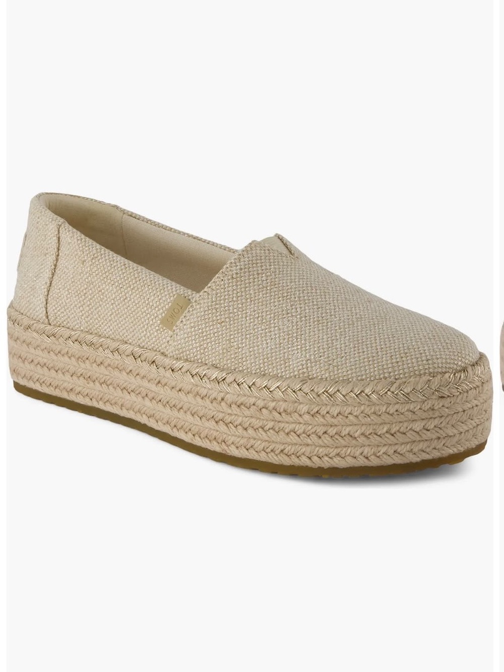 Toms Natural Beige Platform Espadrille Slip-On